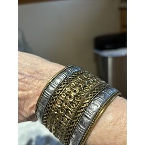 Metal Multi-Stone Cuff And Bangle Bracelets Mixed Lot Of 9 147.10g